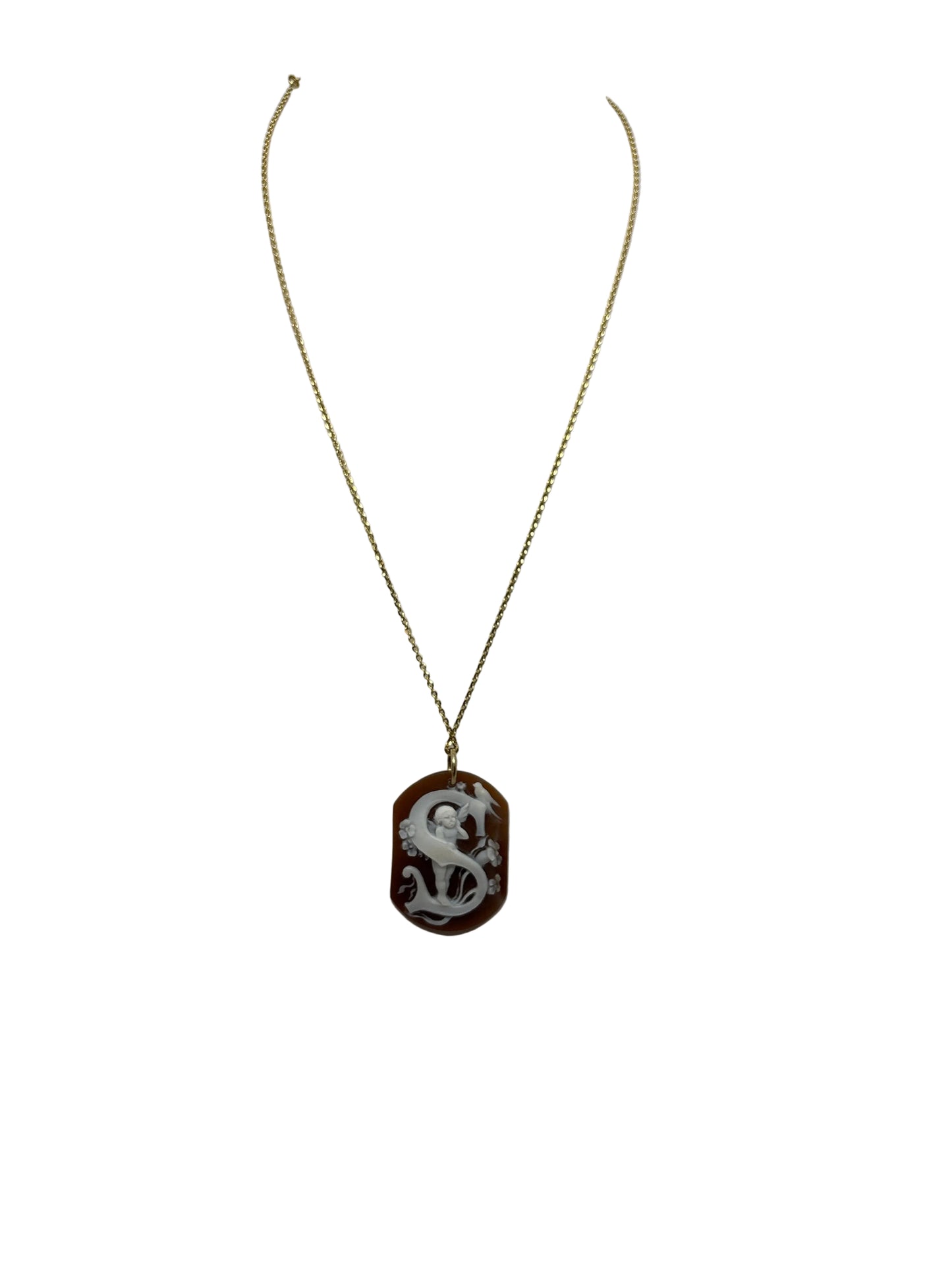 Pendente in Cammeo incisione "Lettera S"