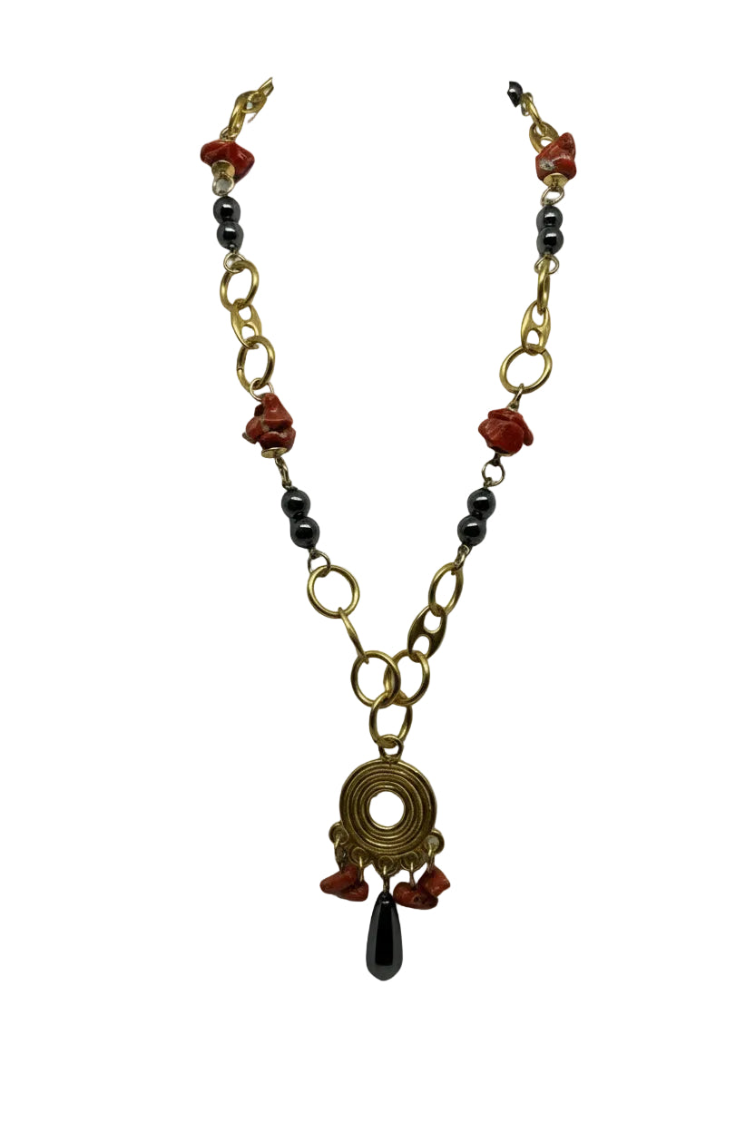 Collana in Corallo e Malachite