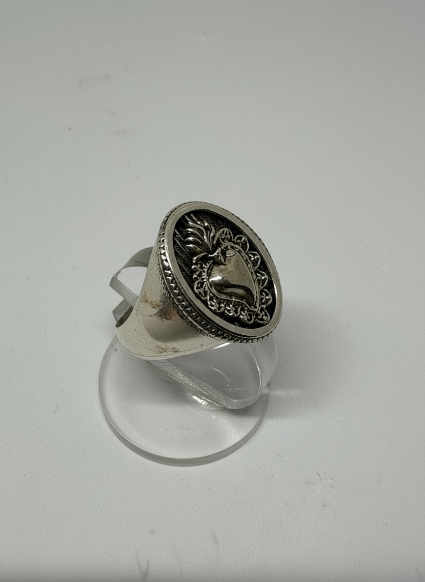 Anello in Argento Incisione "Cuore Sacro"
