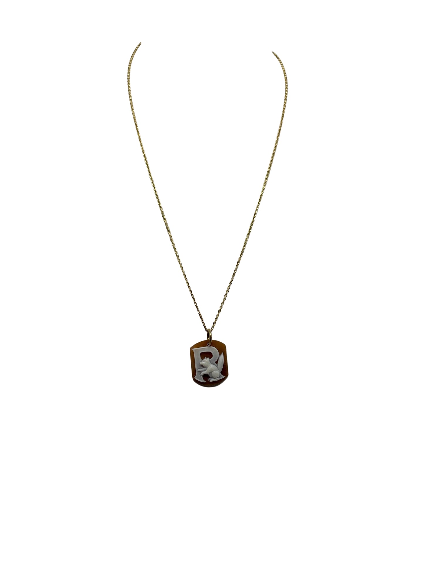 Pendente in Cammeo incisione "Lettera R"