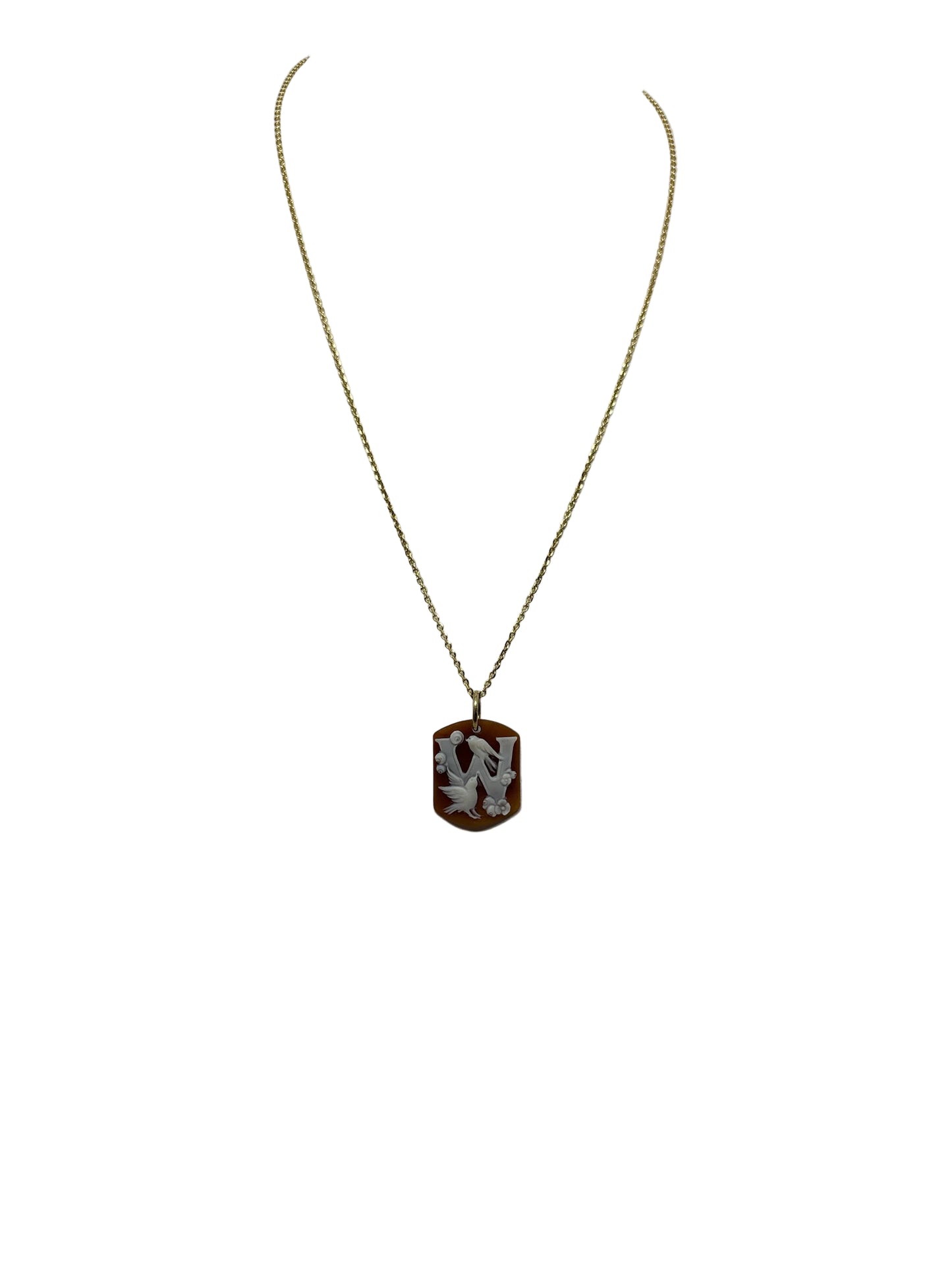 Pendente in Cammeo incisione "Lettera W"