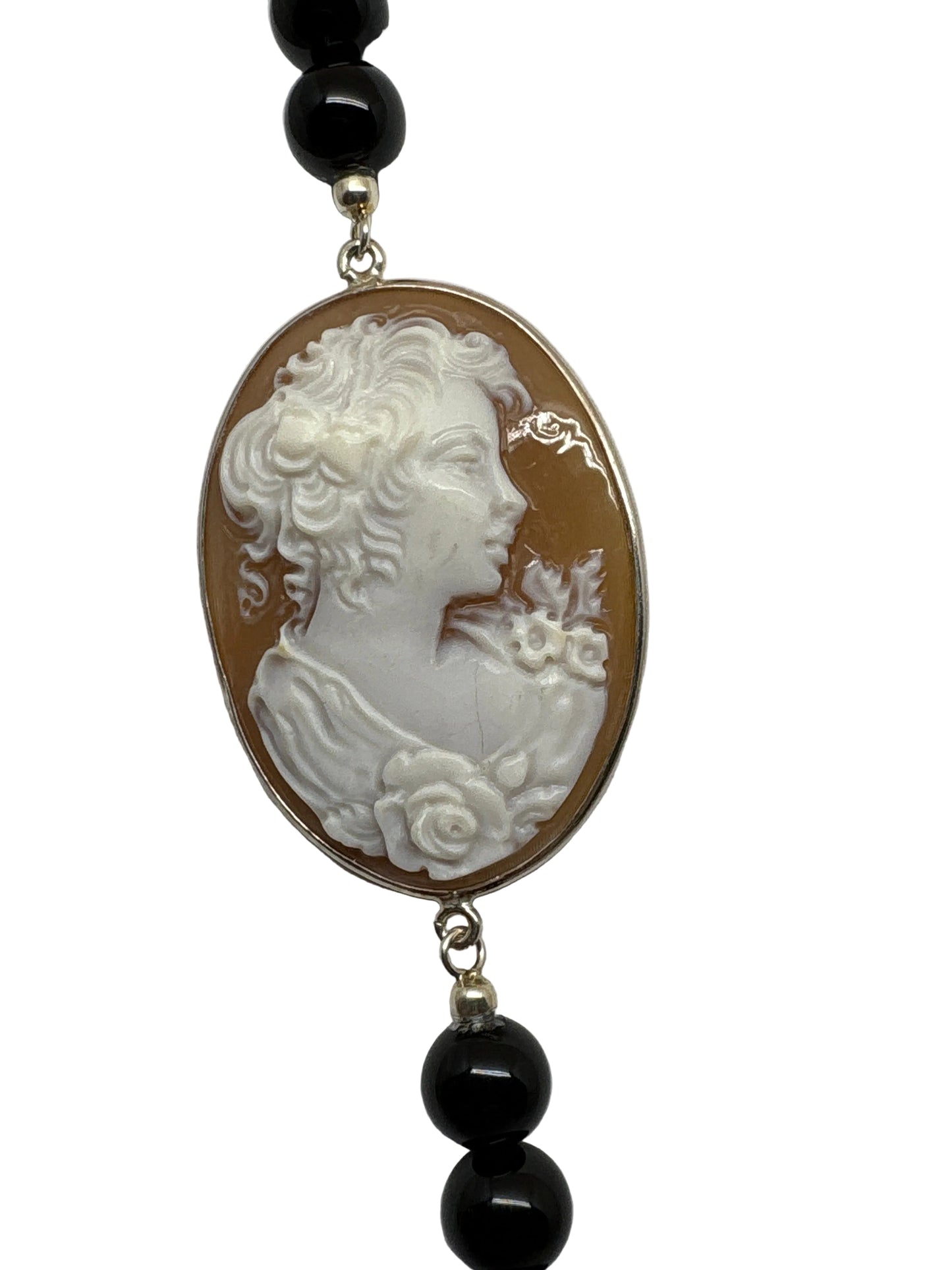 Collana in Agata e Cammeo incisione "Profilo di Donna"