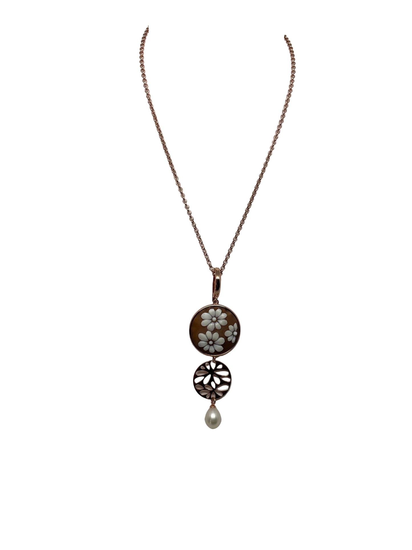 Pendente in Cammeo incisione "Fiori"