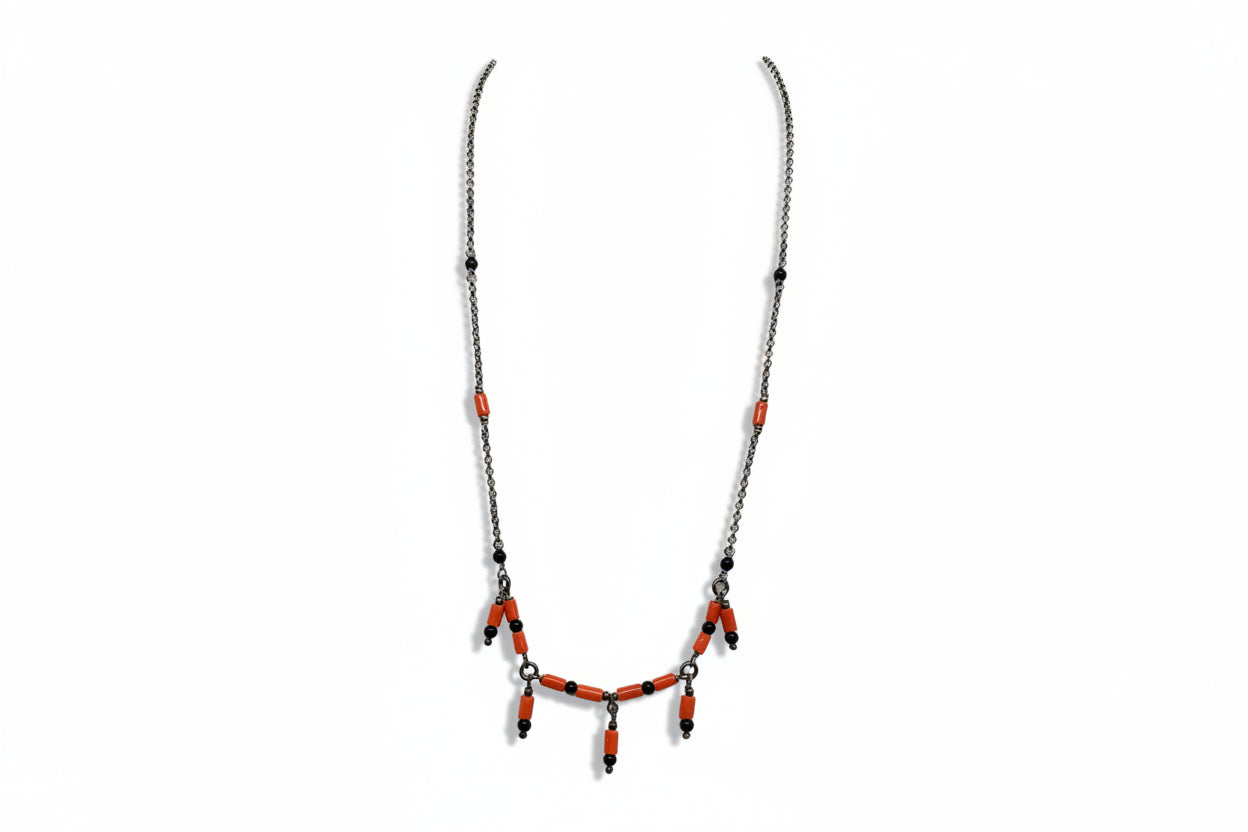 Collana in Argento Agata e Corallo
