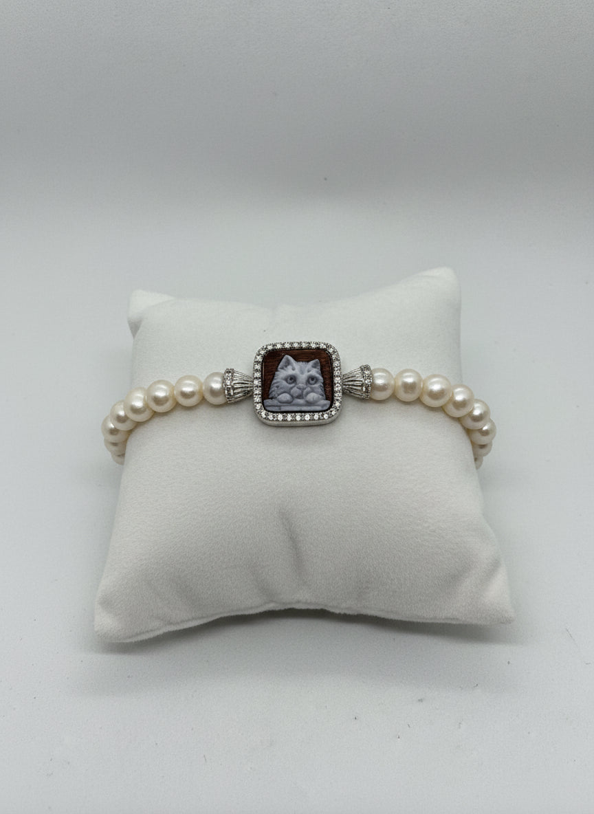 Bracciale in Cammeo incisione "Gatto"