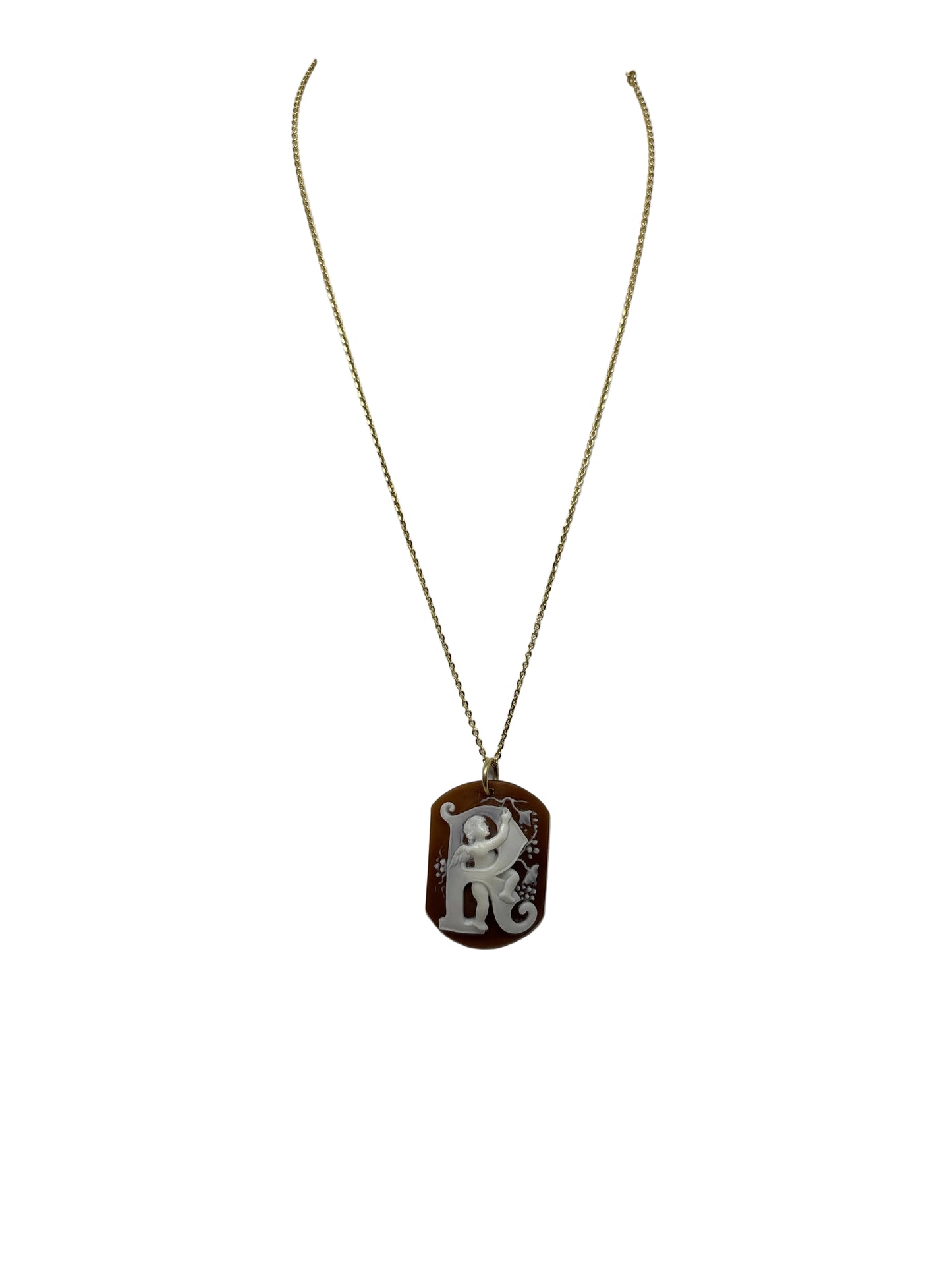 Pendente in Cammeo incisione "Lettera R"