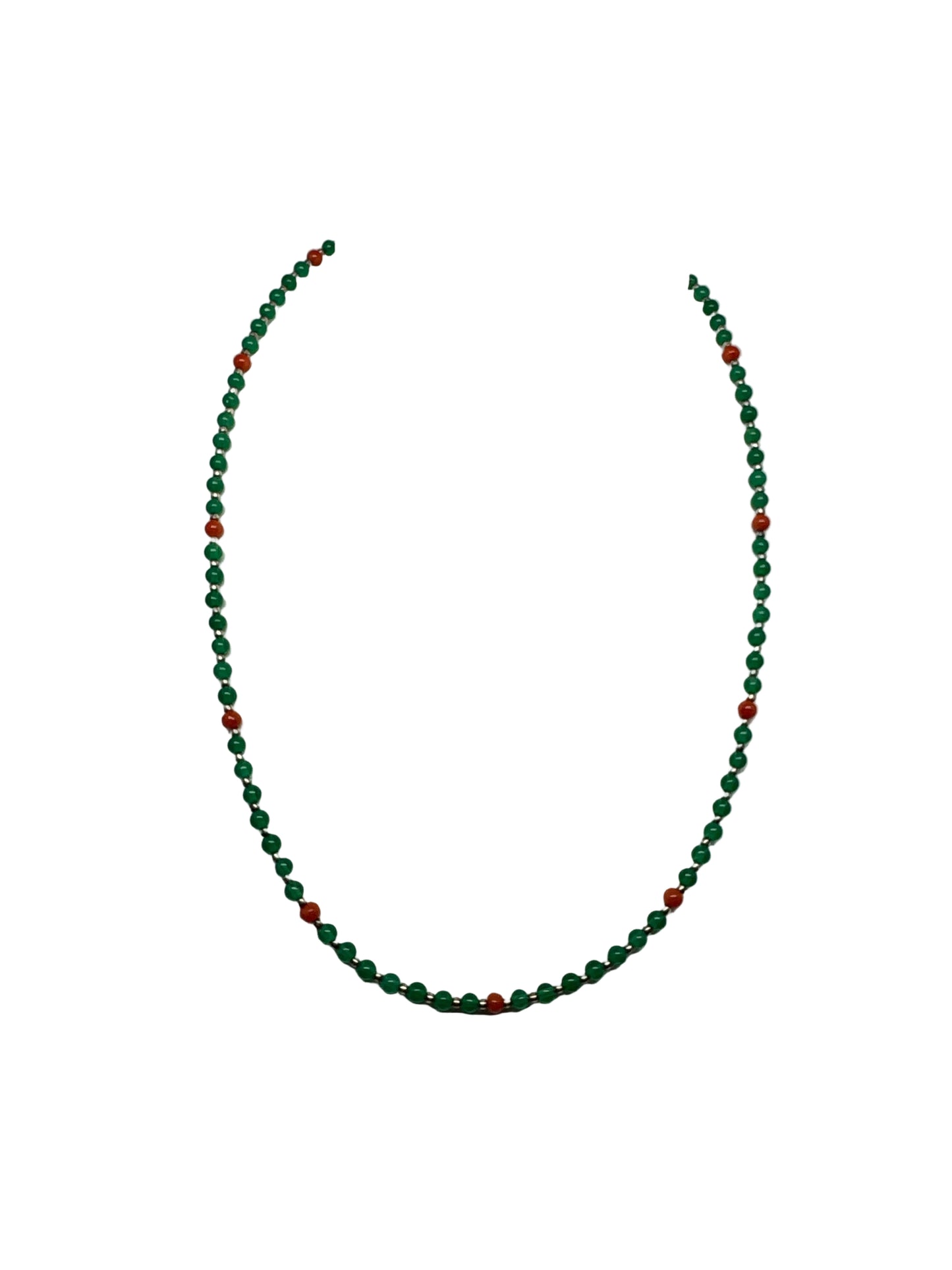 Collana in Agata Verde e Corallo