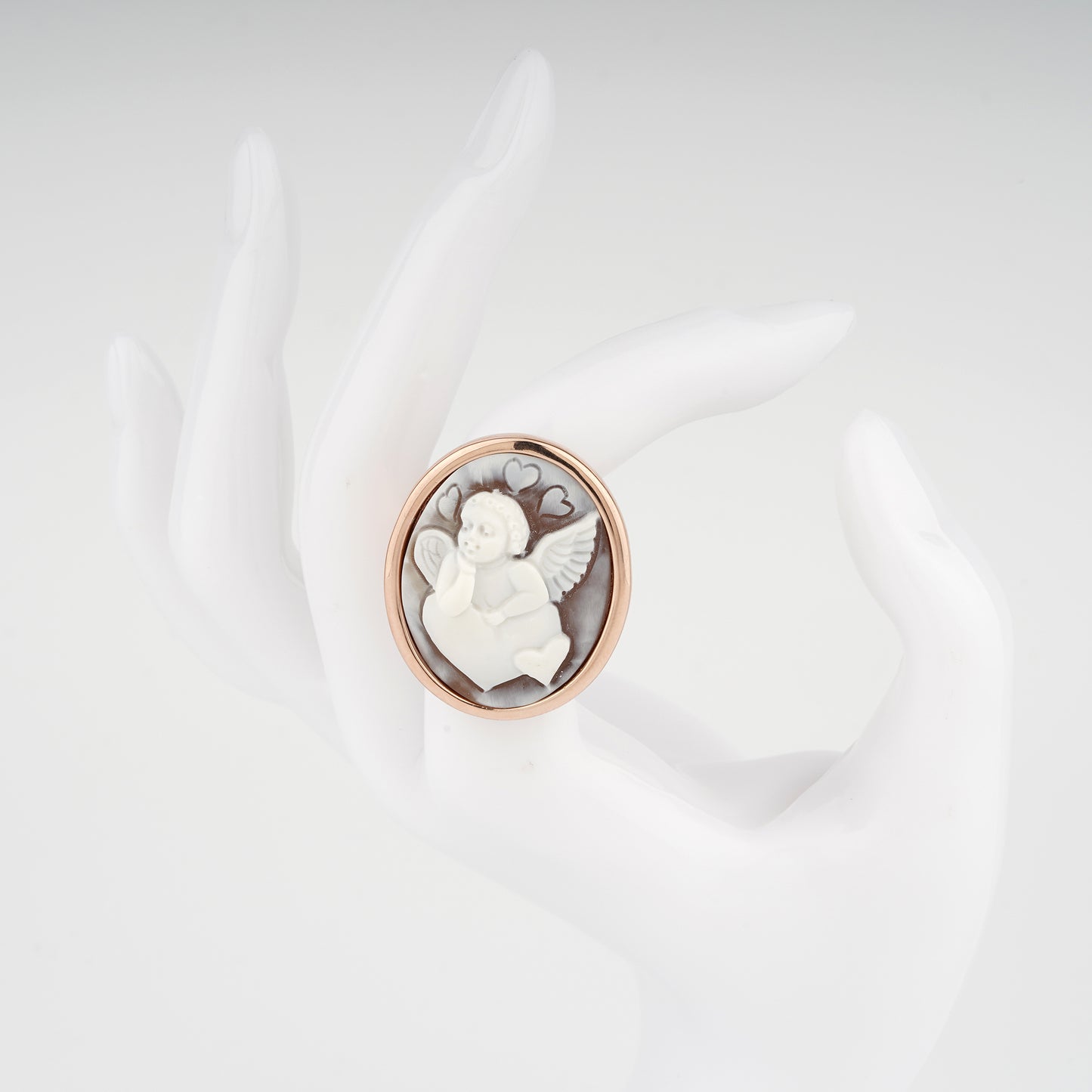 Italian Cameo Ring Romantic Putto Cameo