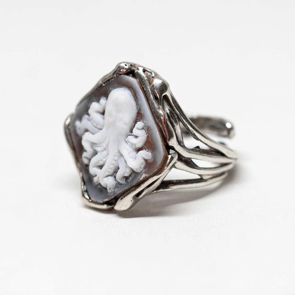 Artistic Octopus Cameo Ring