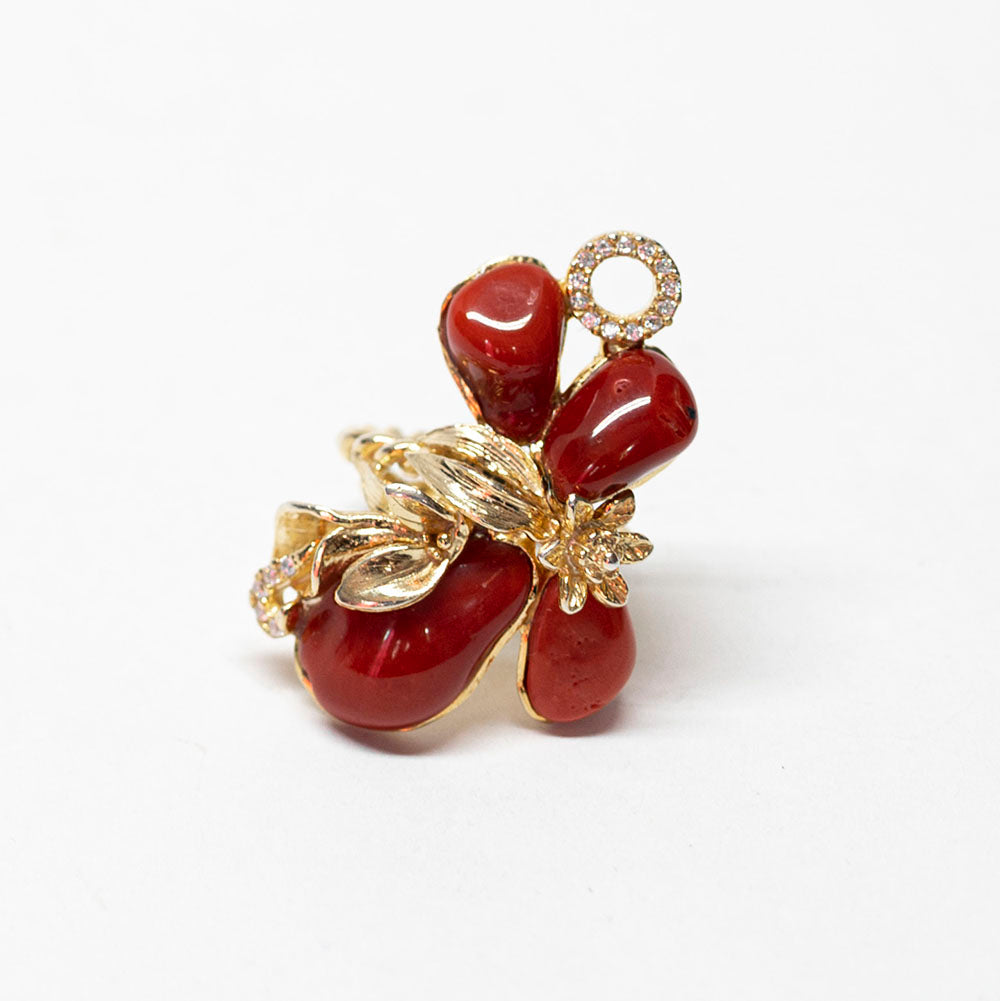 Coral Zircon Butterfly Ring