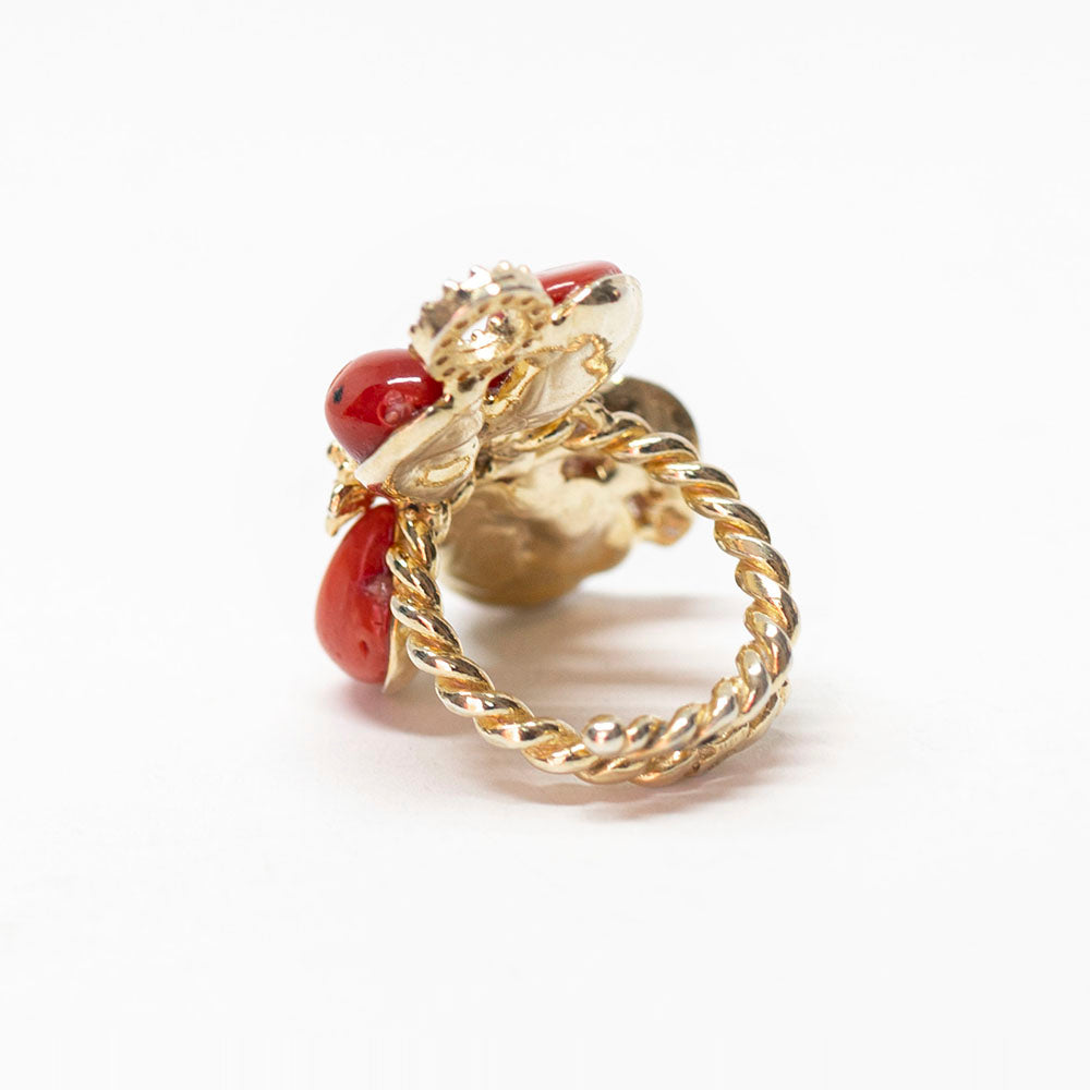 Coral Zircon Butterfly Ring