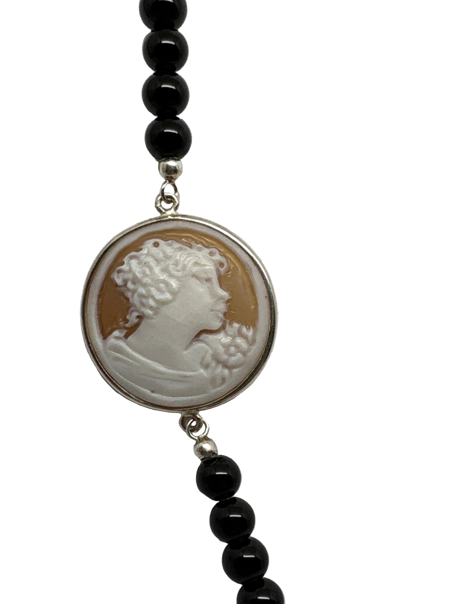 Collana in Agata e Cammeo incisione "Profilo di Donna"