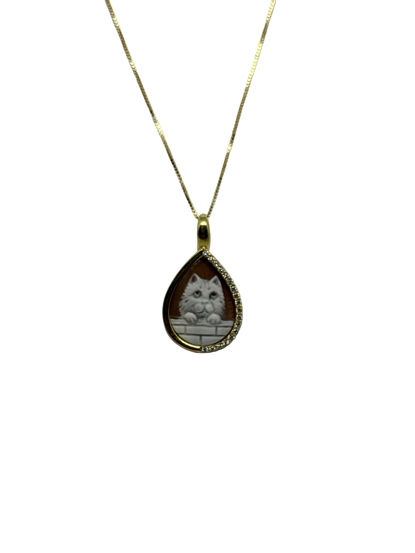 Collana in Cammeo incisione "Gatto"