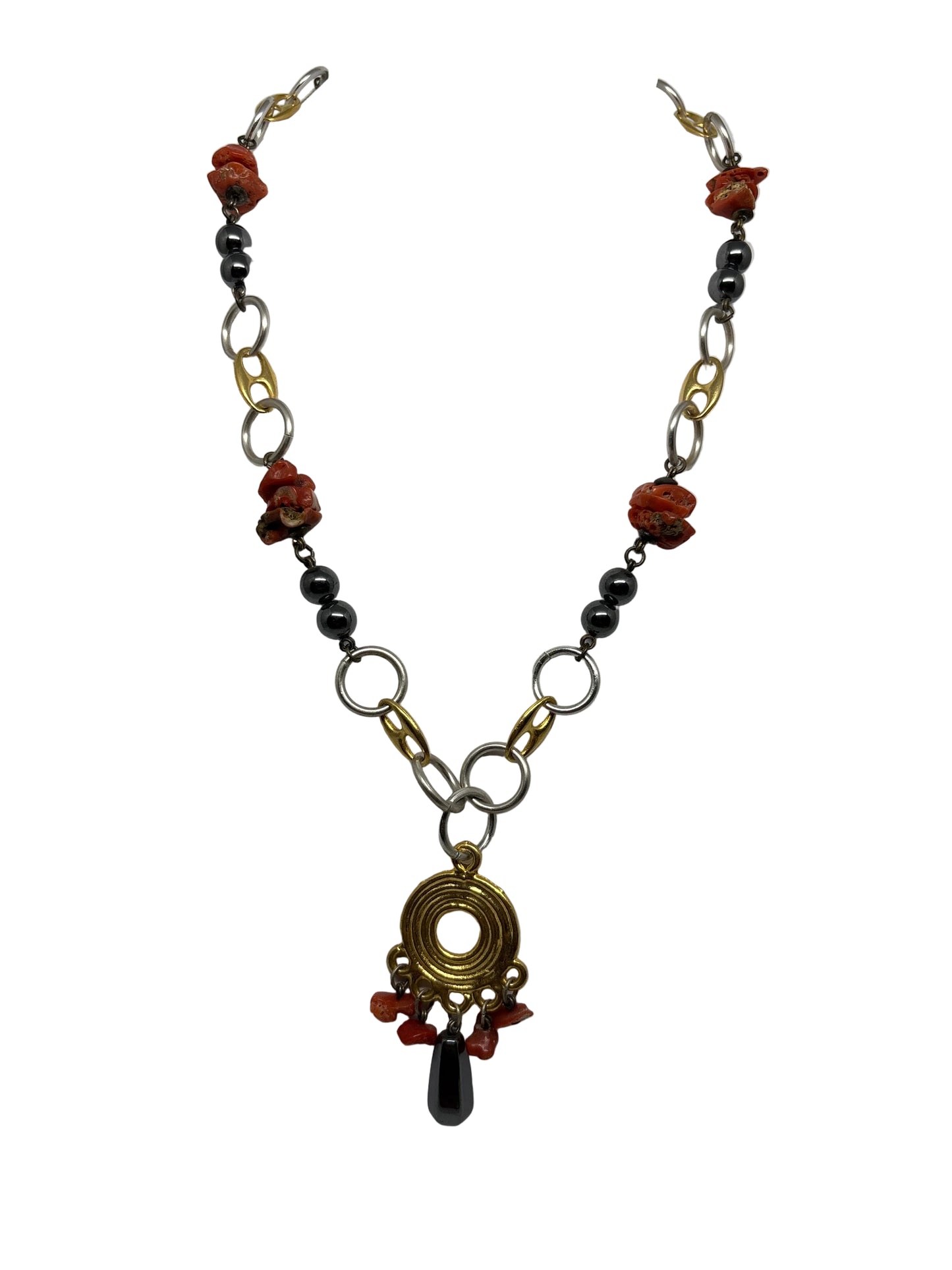 Collana in Corallo e Malachite