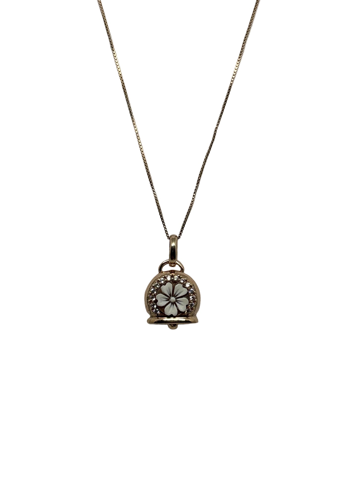 Collana in Cammeo Campanella incisione "Fiore"