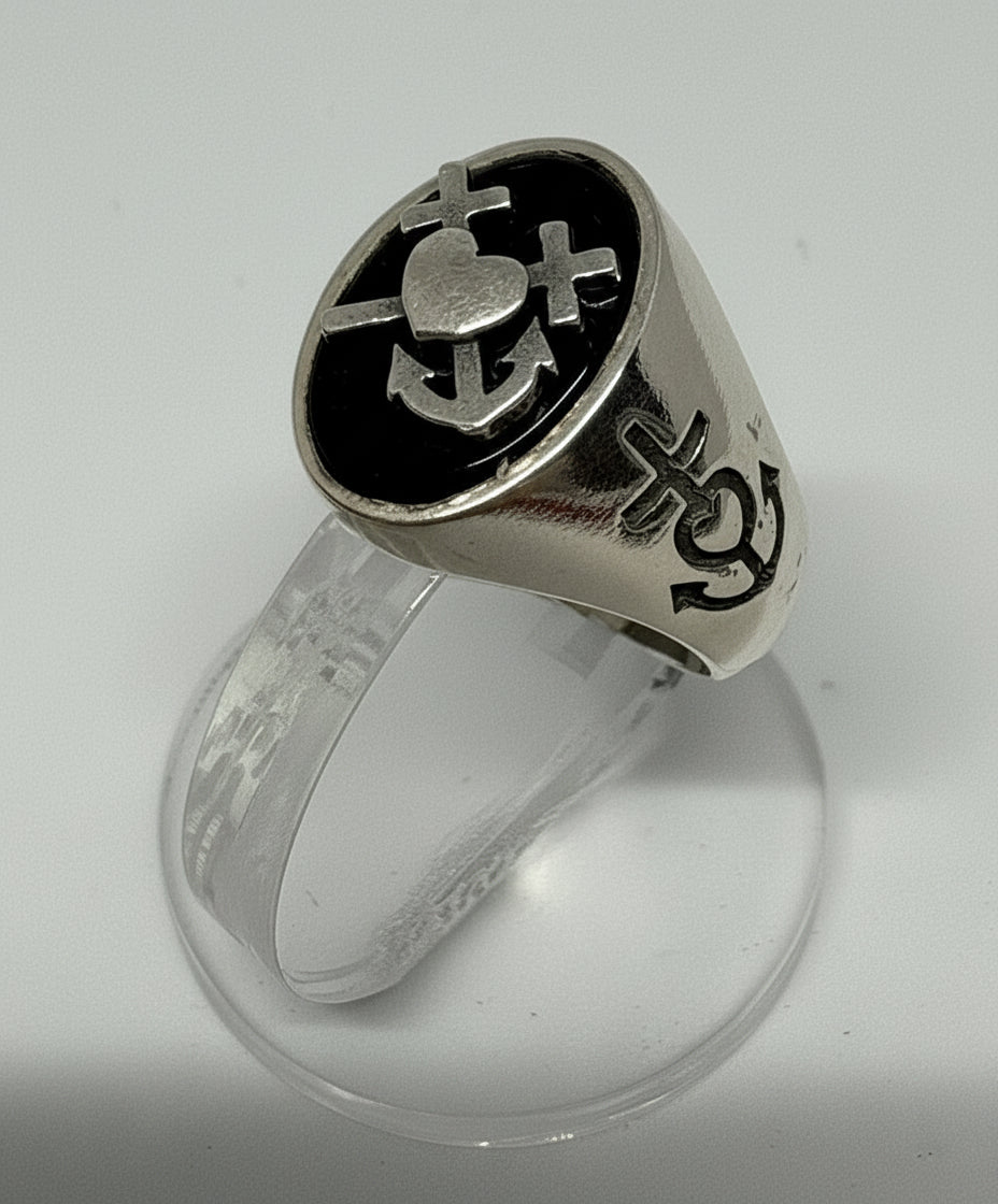 Anello in Argento Incisione "Cuore e Ancora"