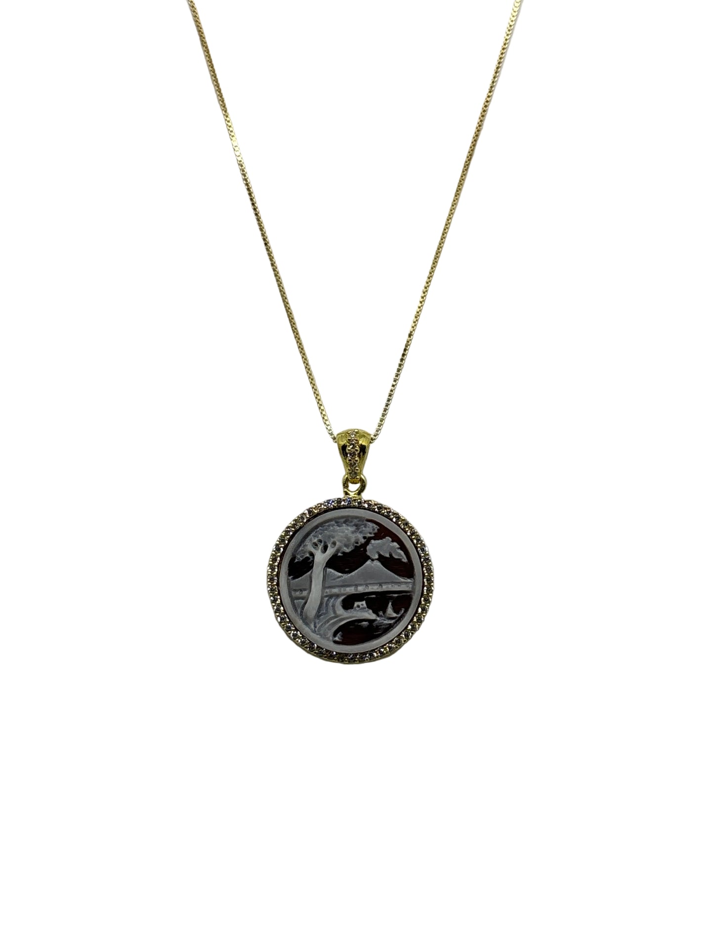 Collana in Cammeo incisione "Vesuvio"