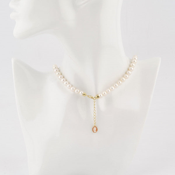 Italian Cameo Necklace Suiko Cameo Profile Woman