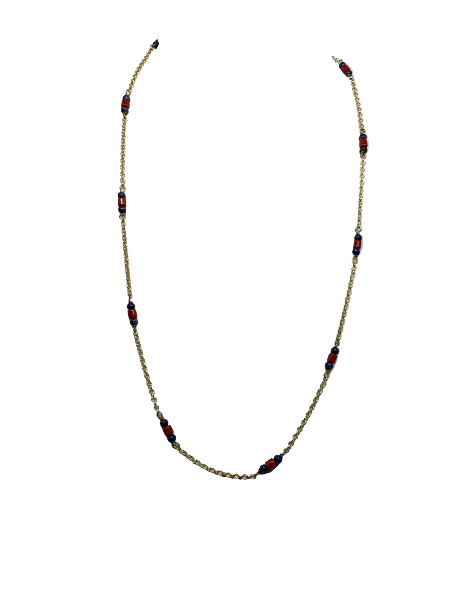 Collana in Argento, Corallo e Lapis
