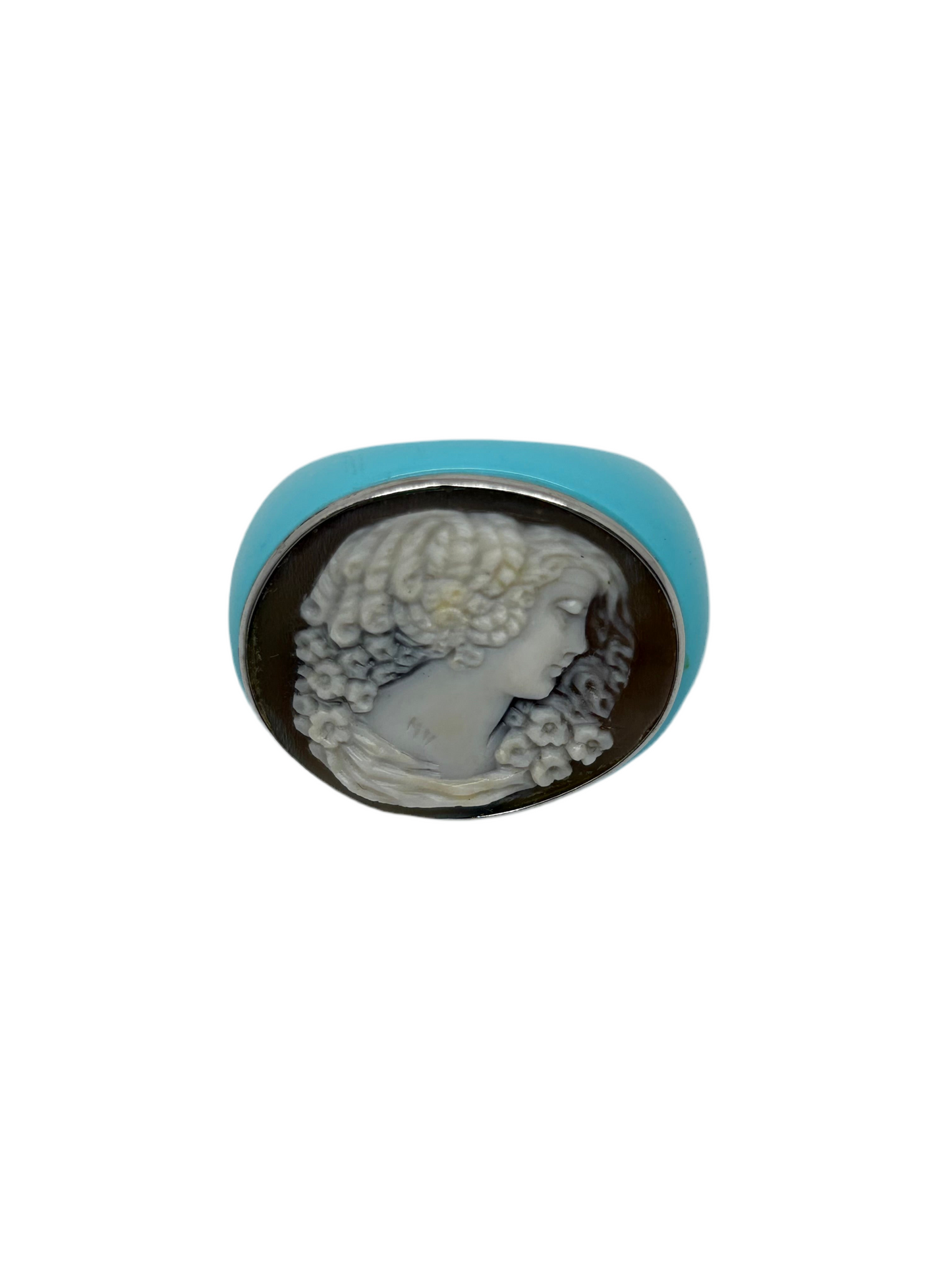 Anello in Cammeo Artistico e Pasta di Turchese