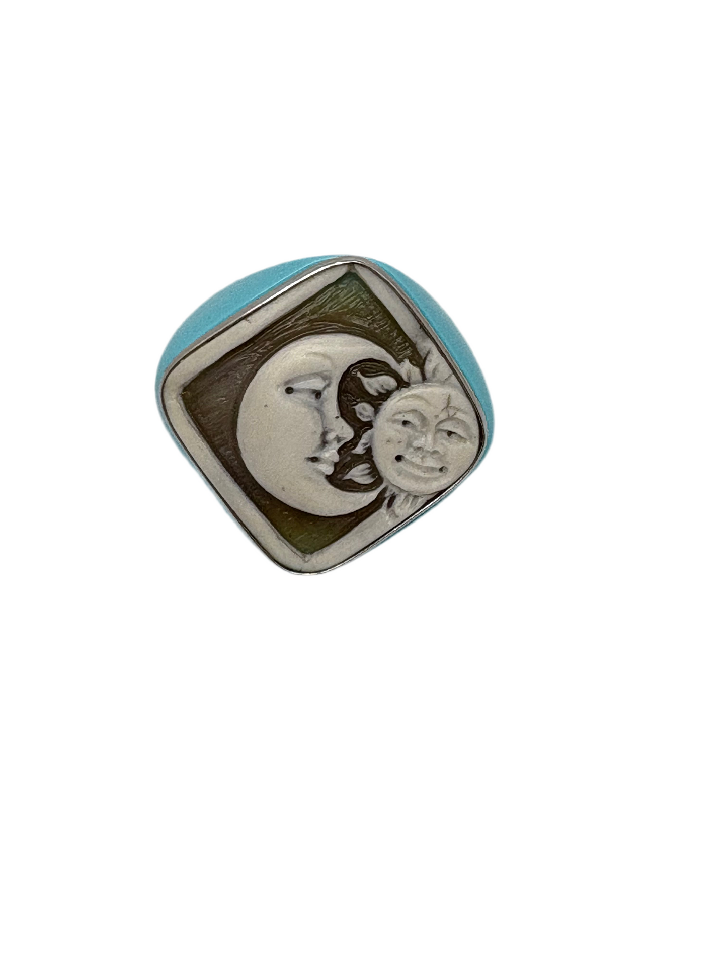 Anello in Cammeo e Pasta di Turchese 'Sole e Luna'