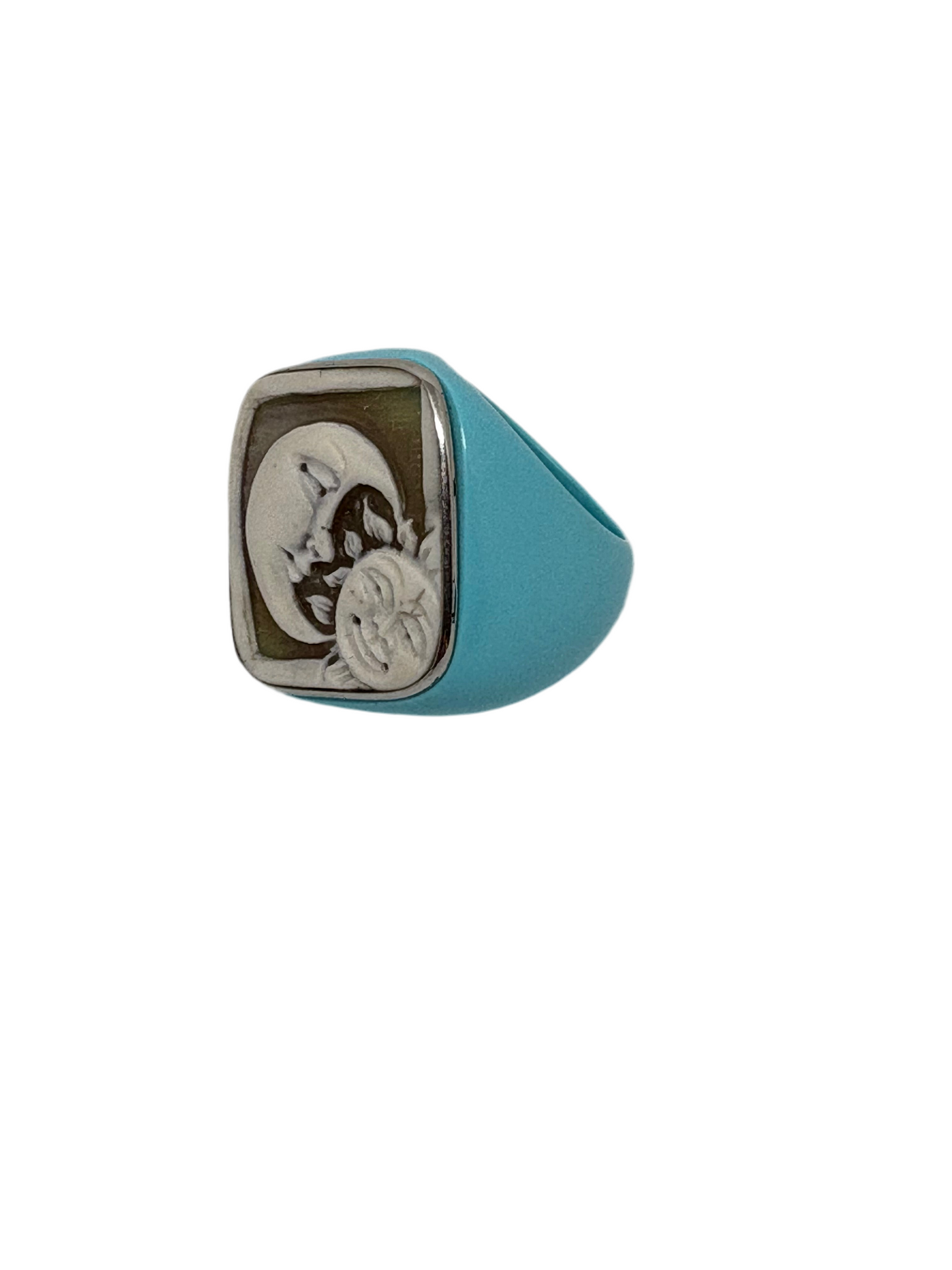 Anello in Cammeo e Pasta di Turchese 'Sole e Luna'