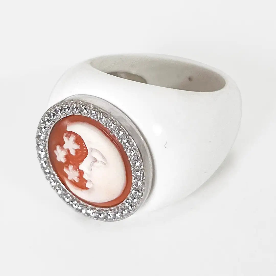 Moon and Stars Cameo Ring
