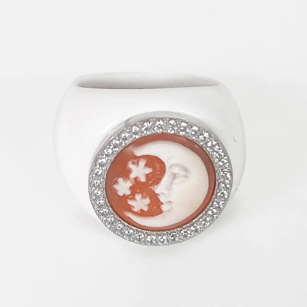 Moon and Stars Cameo Ring