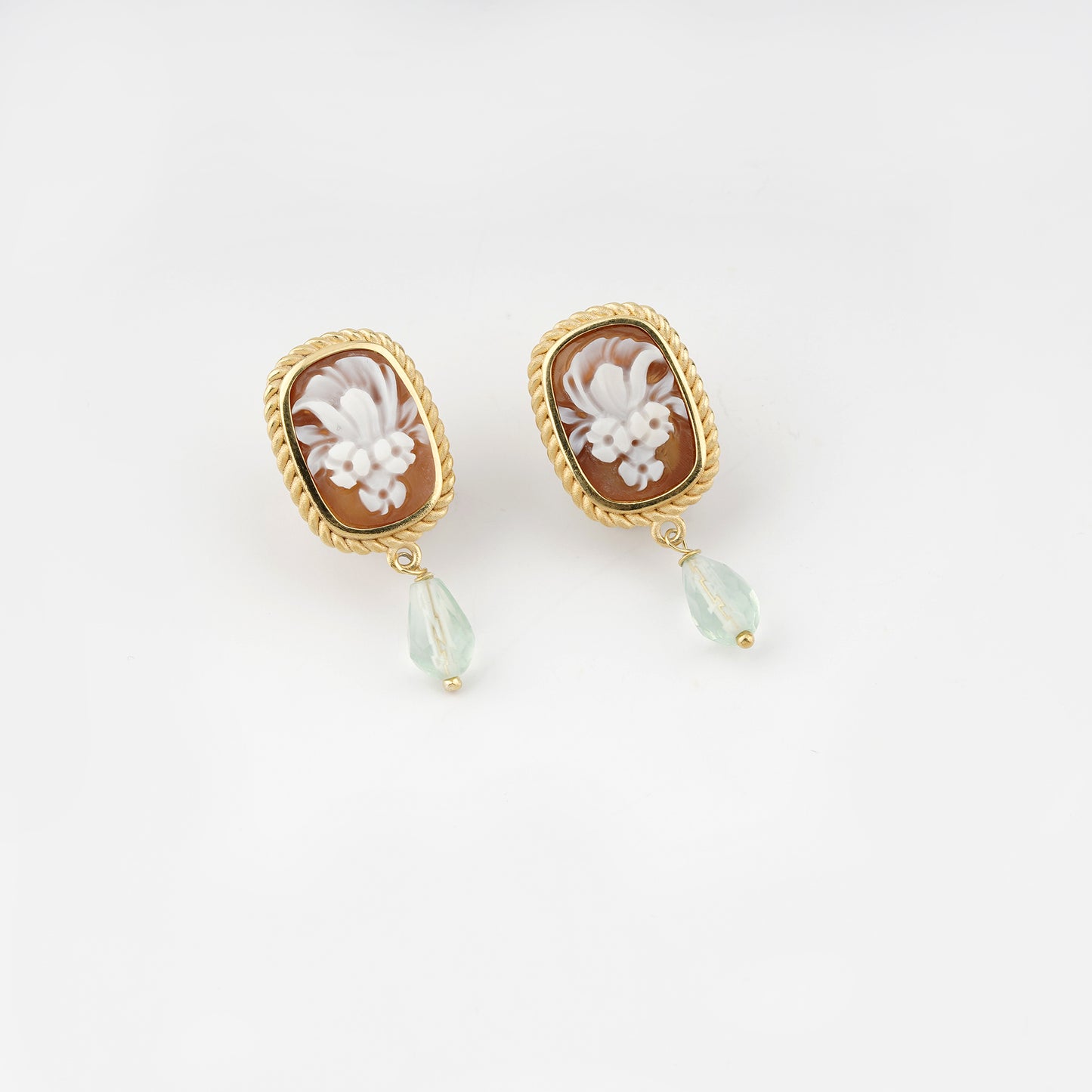 Orecchini-Cameo-Italiano-Raffaello-Cammeo-Bouquet-Oro-