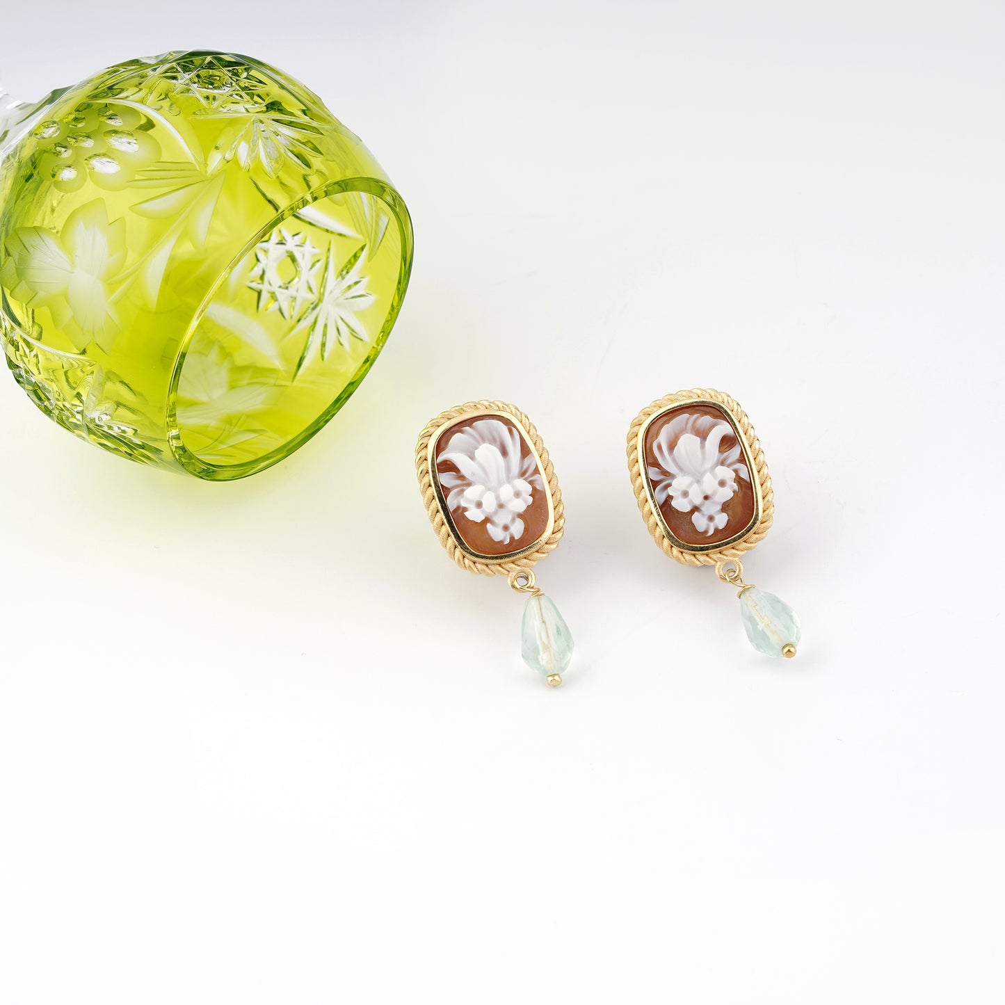 Orecchini-Cameo-Italiano-Raffaello-Cammeo-Bouquet-Oro-