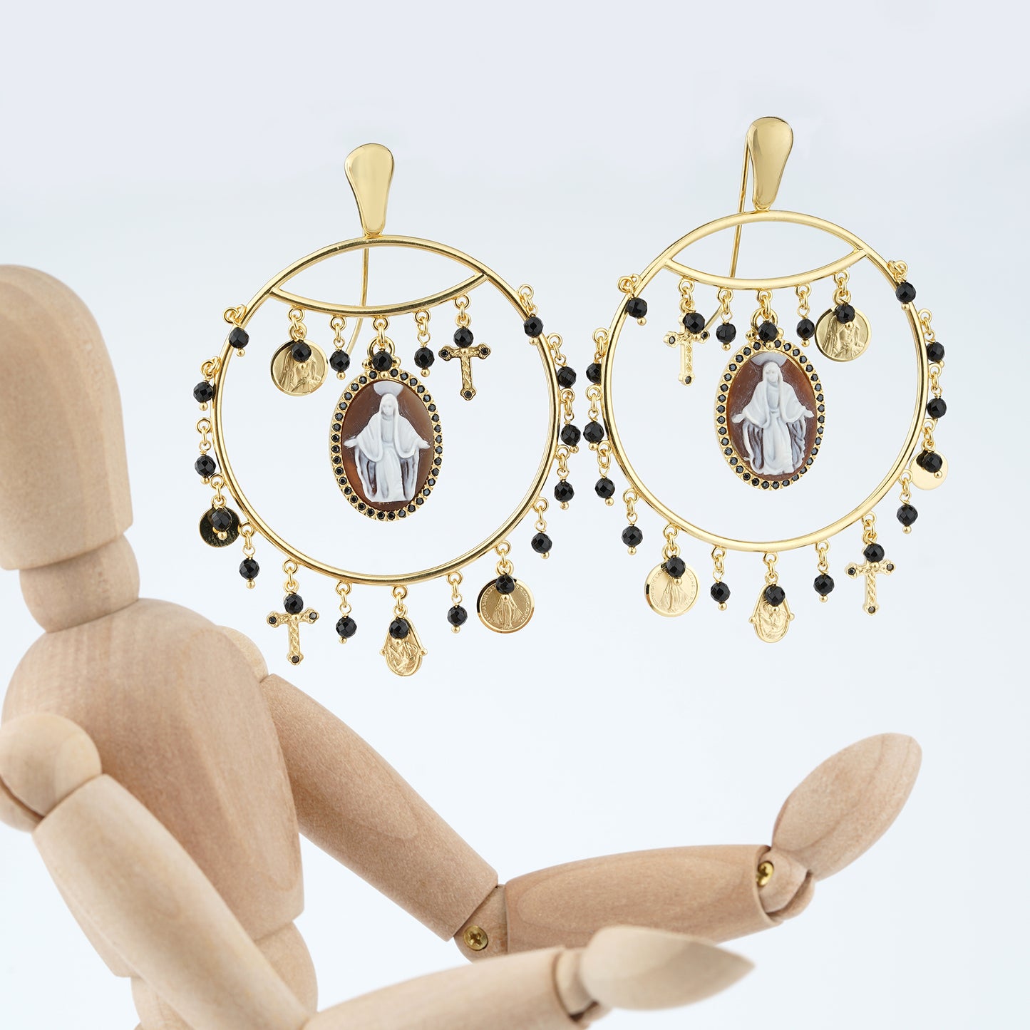 Italian Cameo Earrings Sacred Cameo Maddona