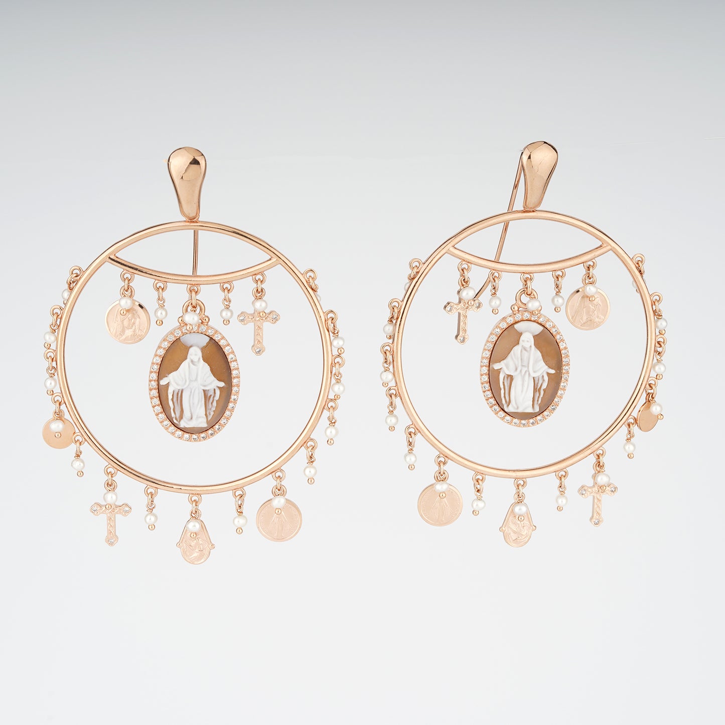 Italian Cameo Earrings Sacred Cameo Maddona