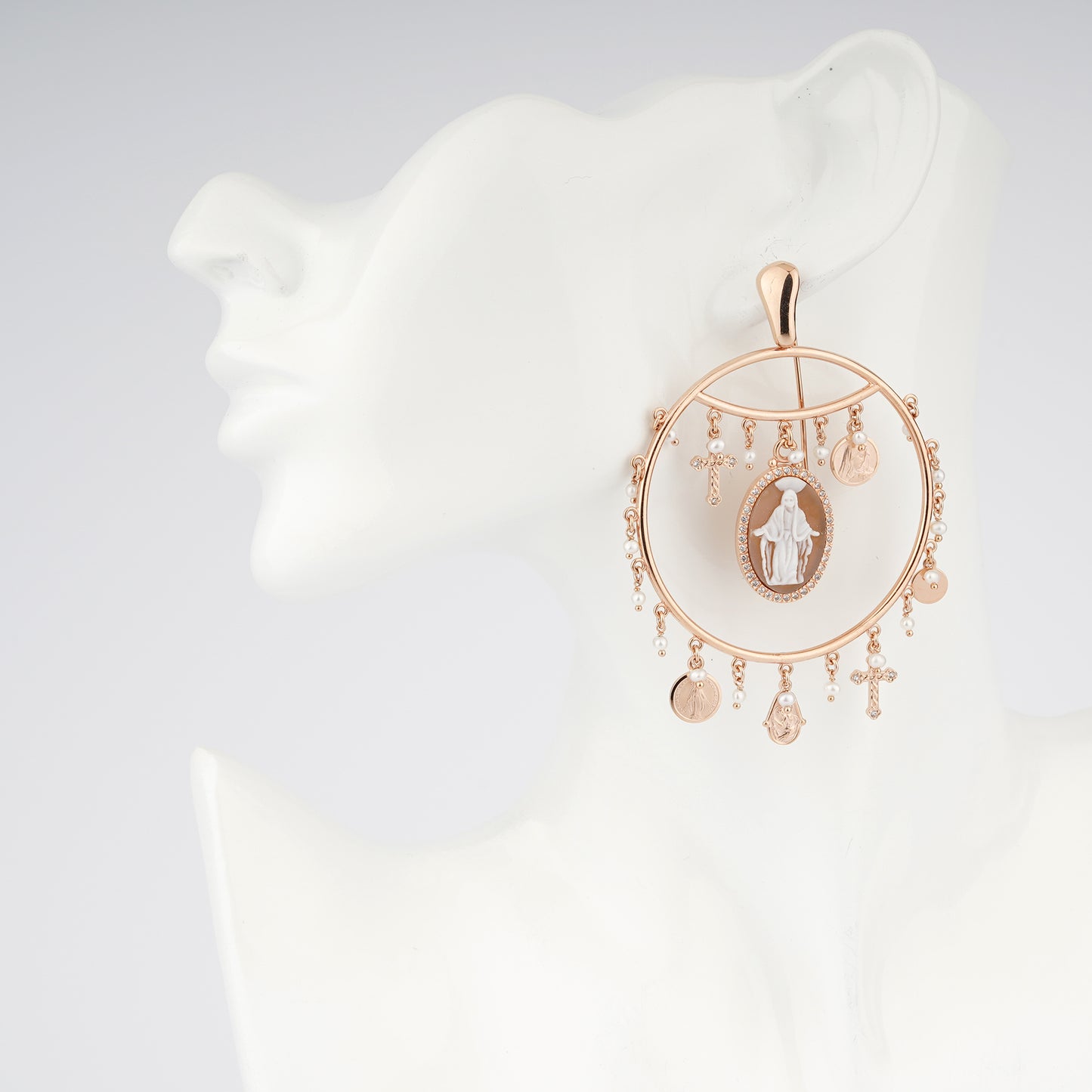 Italian Cameo Earrings Sacred Cameo Maddona