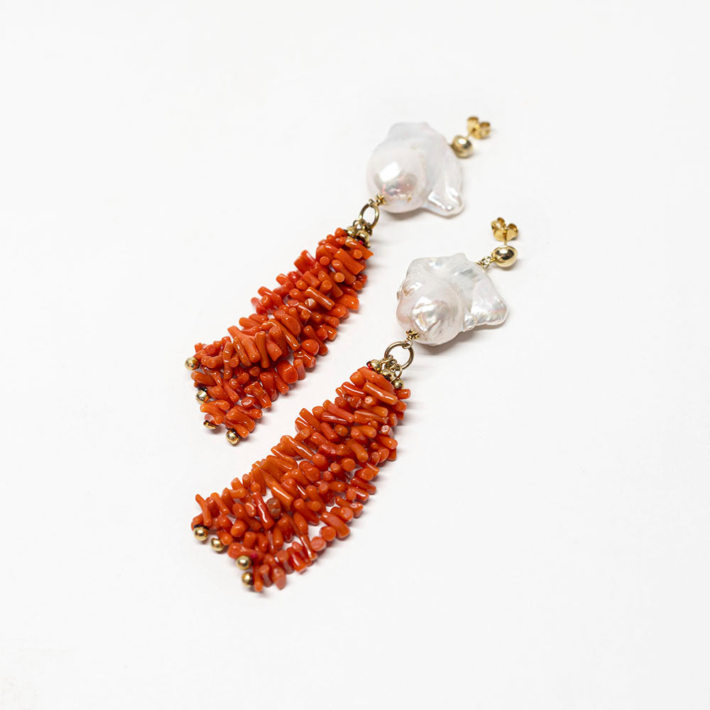 Australian Coral and Pearl Earrings