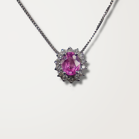 Ciondolo Rubino Naturale e Diamanti