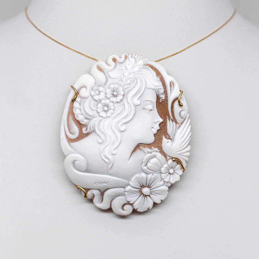 Brooch Pendant Cameo Woman's Face Frayed