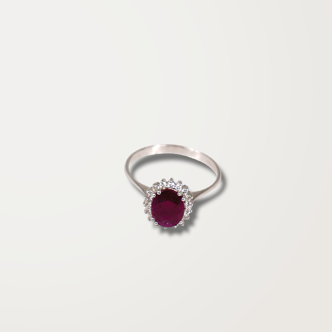 Anello Oro Diamanti e Rubino