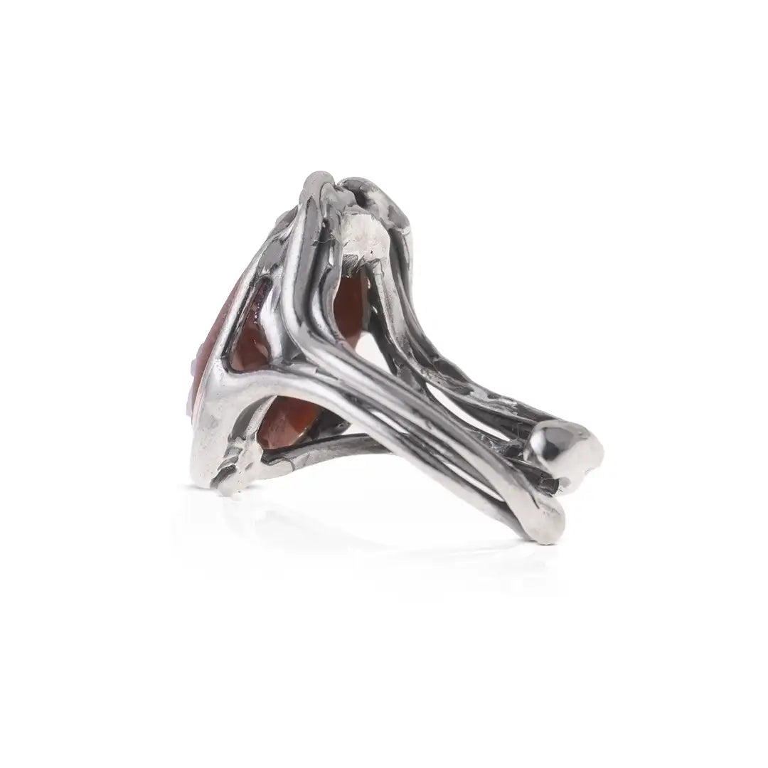 Artistic Cameo Ring Woman Profile with Hand