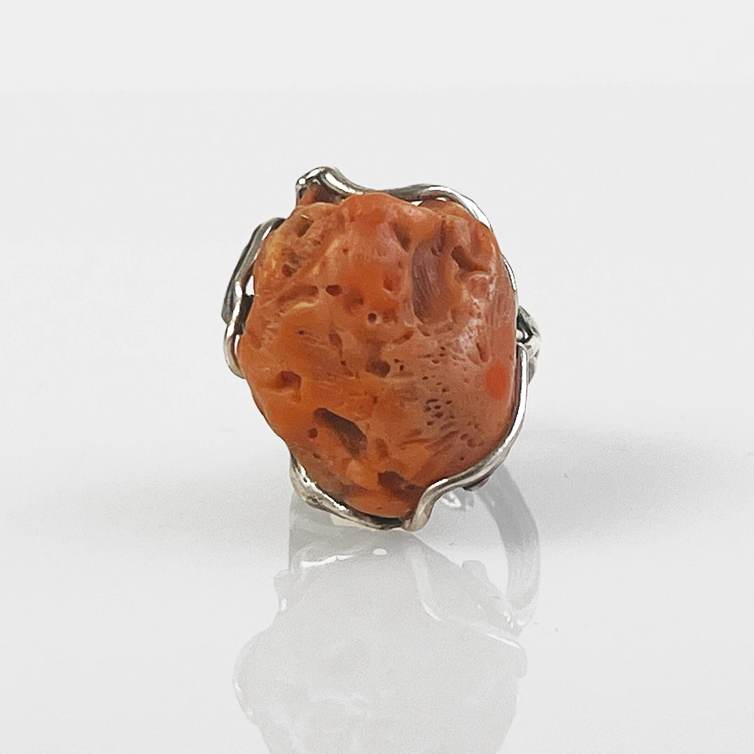 Ring with Red Coral Stone