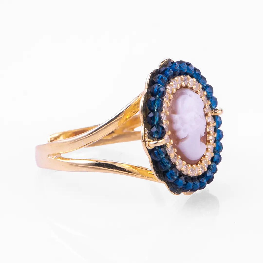 Cameo Ring with Blue Zircons