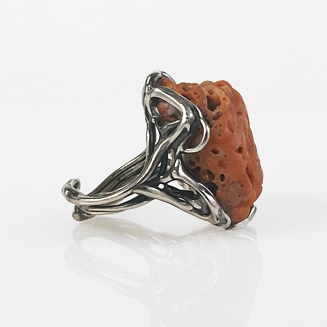 Ring with Red Coral Stone