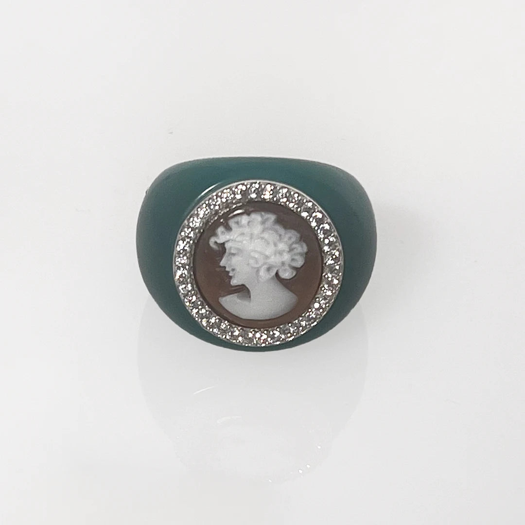 Anello Cammeo e Zirconi Profilo Donna