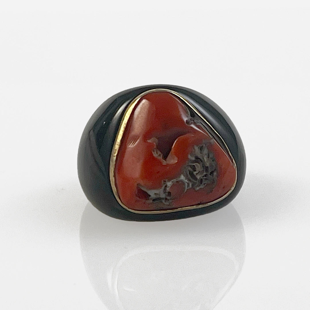 Ring with Red Coral Stone