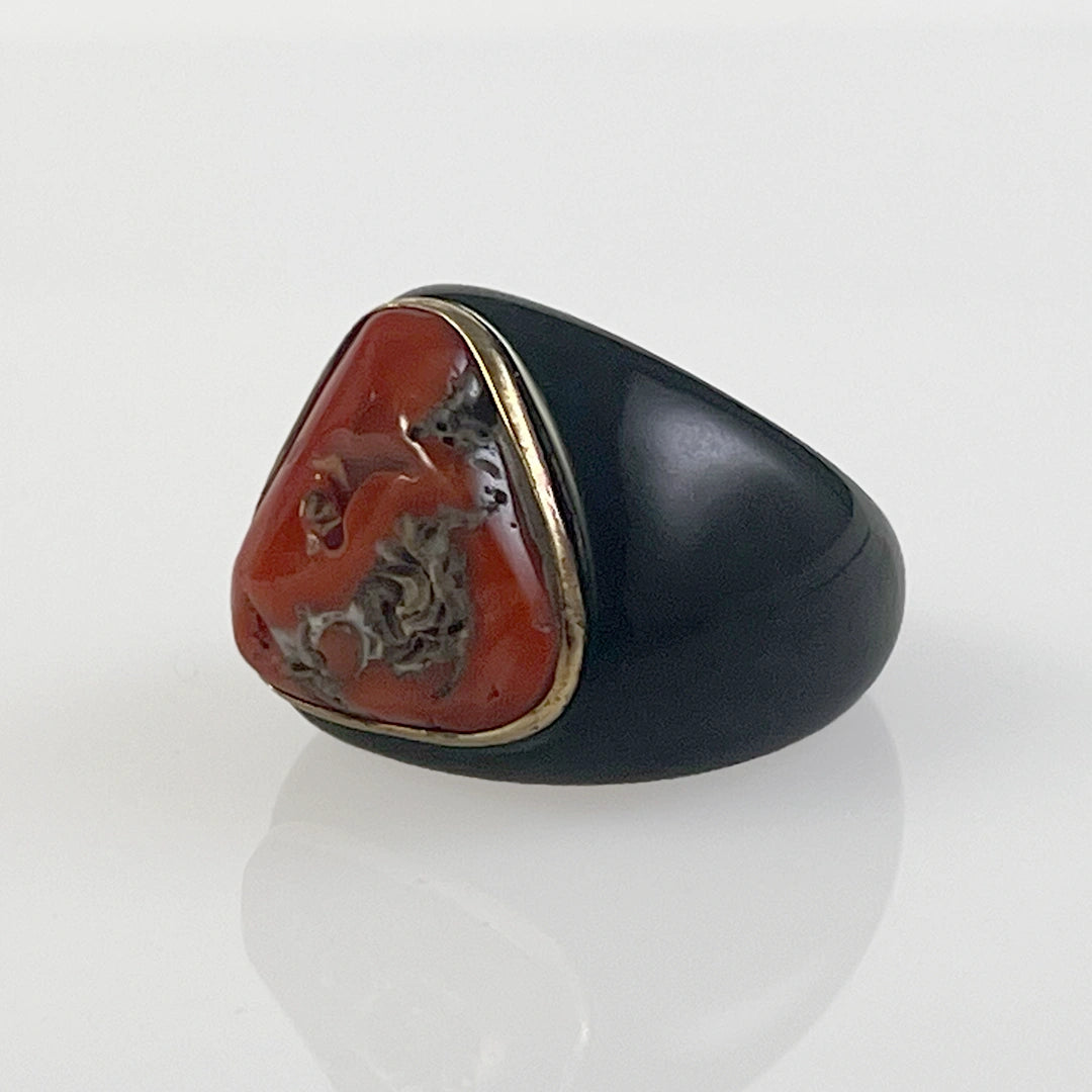 Ring with Red Coral Stone