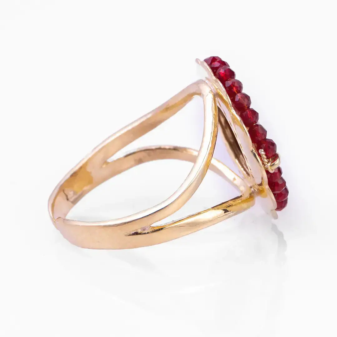 Cameo Ring with Red Zircons
