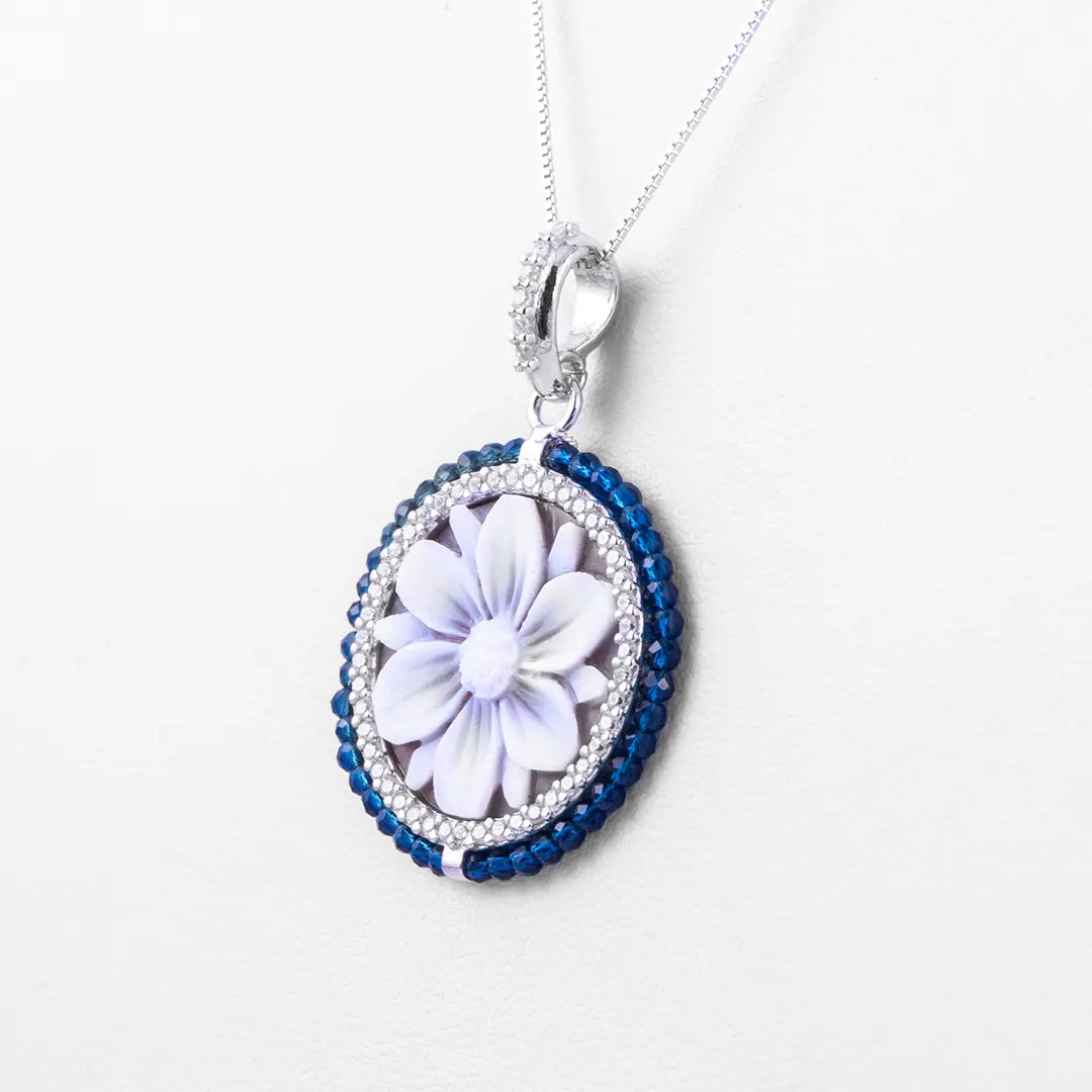 Collana Cammeo e Zirconi Blu
