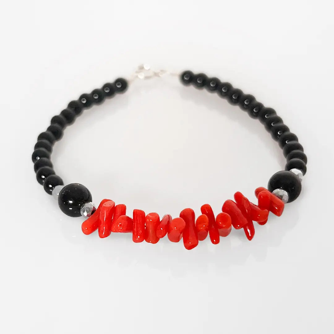 Coral and Agate Bracelet