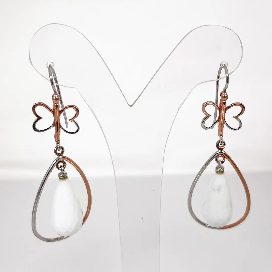 Fantasy Silver Earrings with Butterfly Agate