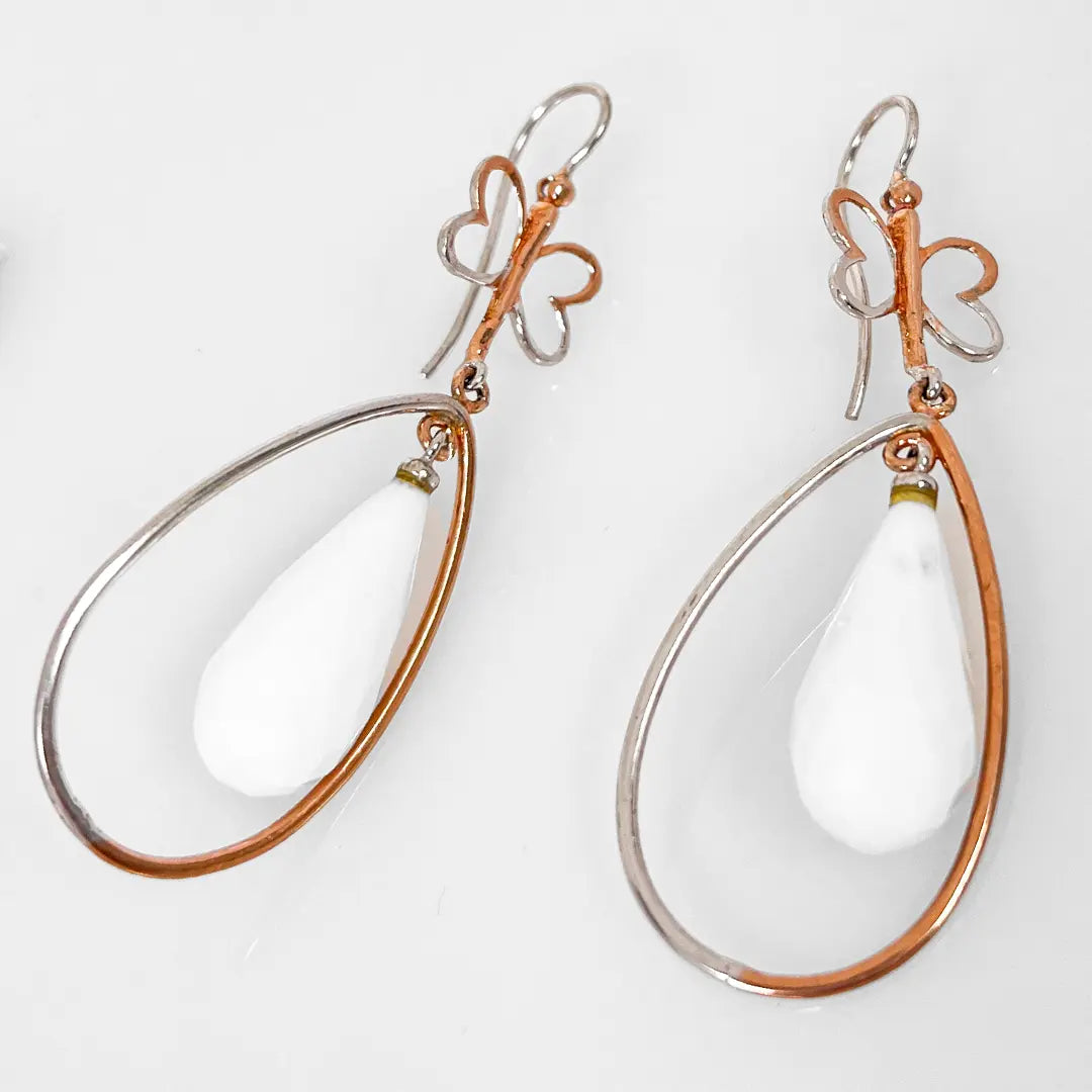 Fantasy Silver Earrings with Butterfly Agate