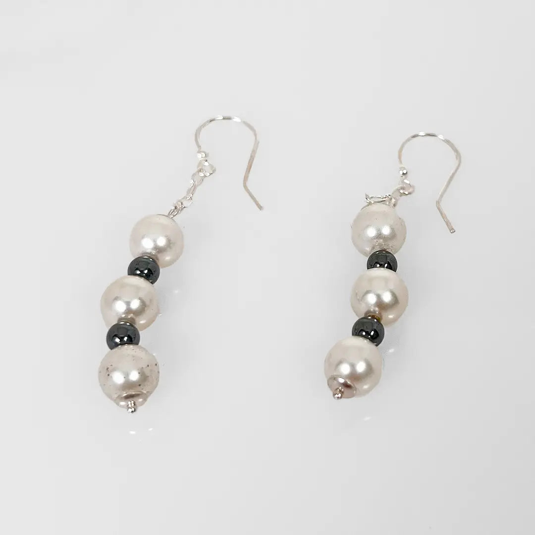 Fantasy Earrings in Silver and Pearls